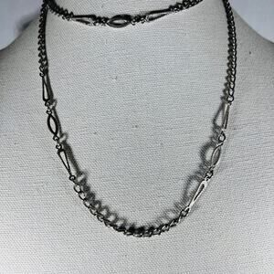 Crown Trifari Long Silver Tone Necklace Layering Minimalist Vintage Dainty
